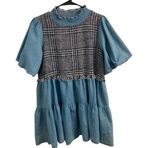 Zara Denim Tweed Mini Dress Size S
